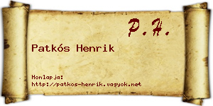 Patkós Henrik névjegykártya